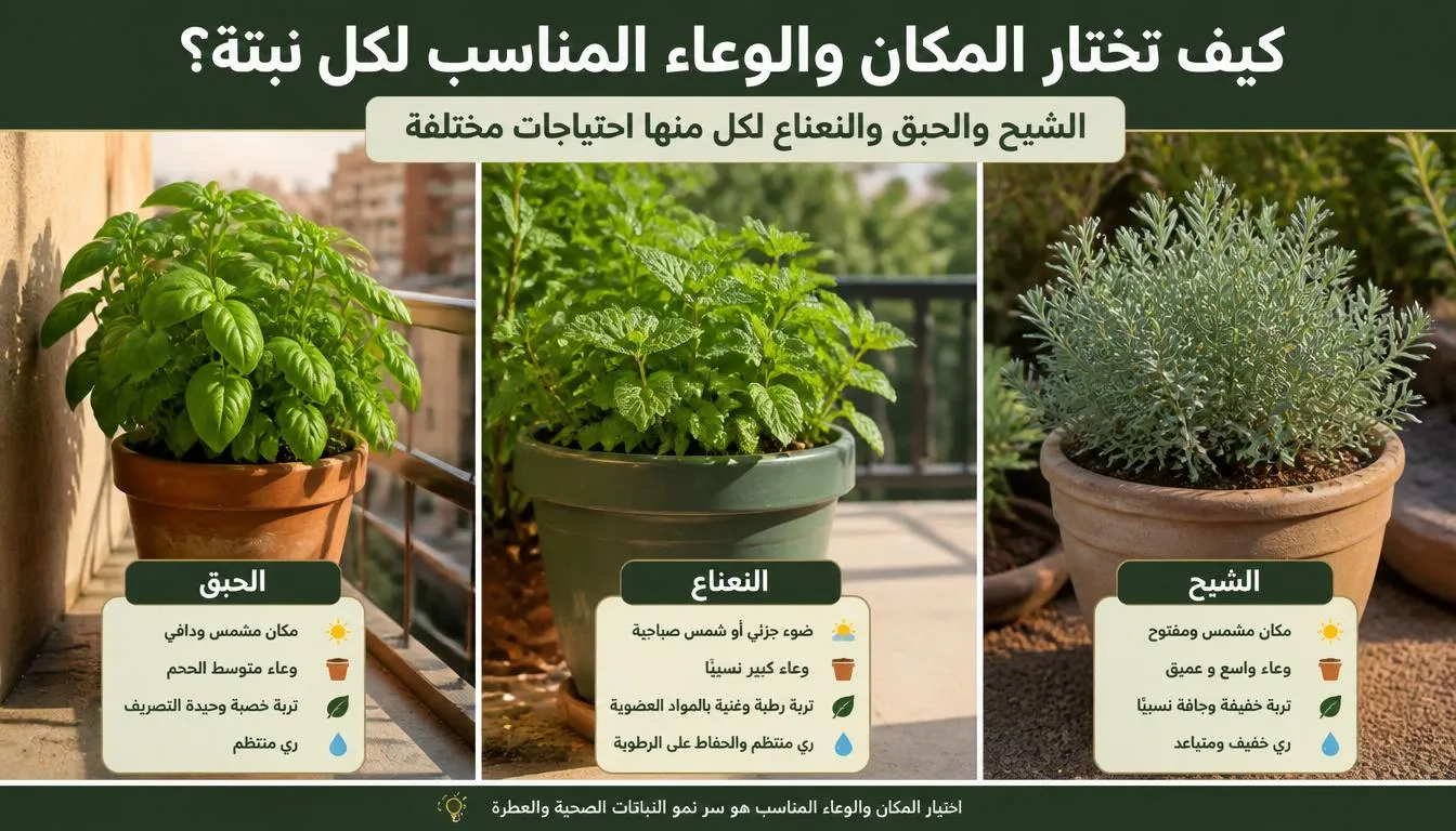 كيف تختار المكان والوعاء المناسب لكل نبتة؟